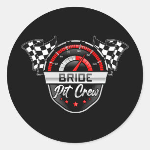Bride Pit Crew Race Car Birthday Party Matching Fa Ronde Sticker