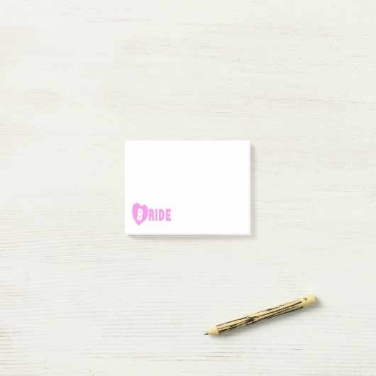 Bride Post-it merkt roze hart op Post-it® Notes (Op bureau)