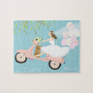 Bride Riding een Scooter Legpuzzel