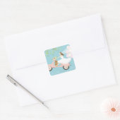 Bride Riding een Scooter Vierkante Sticker (Envelop)