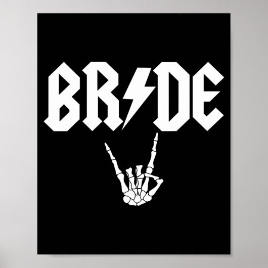 Bride Rock N Roll Gothic Halloween Bachelorette Pa Poster (Voorkant)