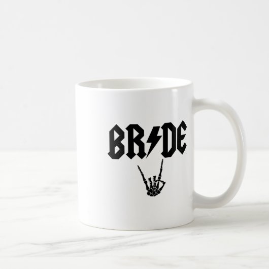 Bride Rock N Roll Skeleton Hand Halloween Bachelor Koffiemok (Rechts)