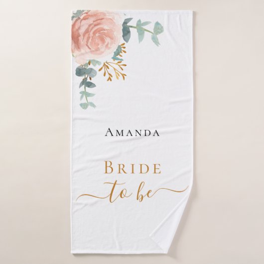Bride roos goud florale eucalyptus bachelorette bad handdoek (Badhanddoek)