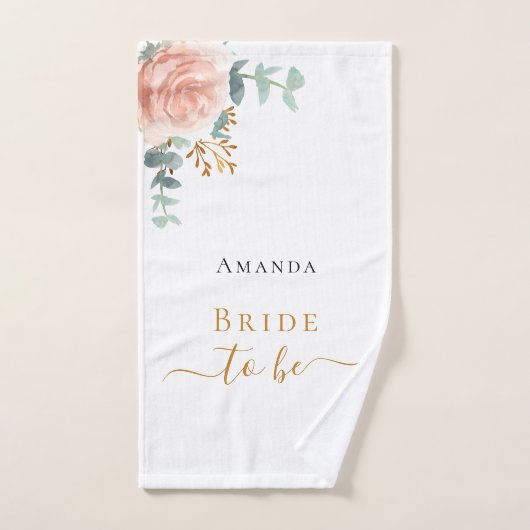 Bride roos goud florale eucalyptus bachelorette bad handdoek (Handdoek)