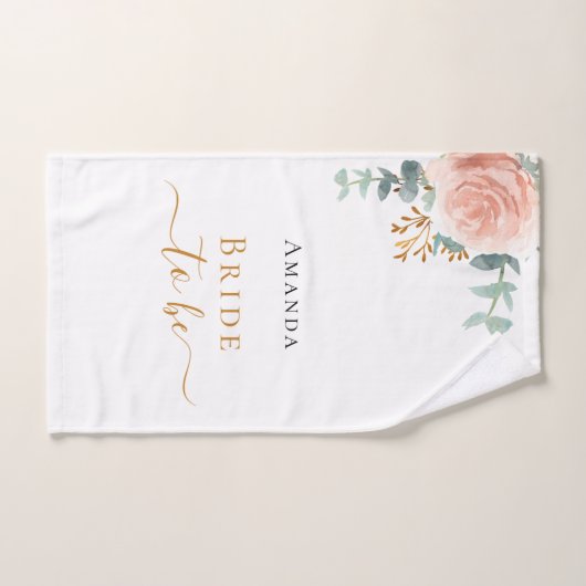 Bride roos goud florale eucalyptus bachelorette bad handdoek (Handdoek)
