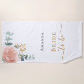 Bride roos goud florale eucalyptus bachelorette strandlaken (Voorkant)