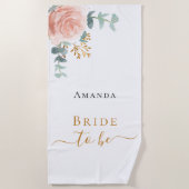 Bride roos goud florale eucalyptus bachelorette strandlaken (Voorkant)