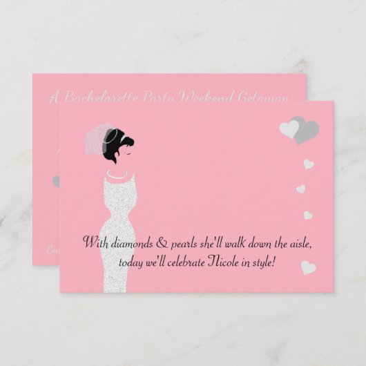 Bride Roze Bridal Bachelorette Shower Party Kaart (Voorkant / Achterkant)