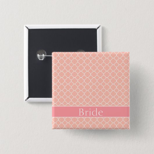  bride roze en wit vierkante button 5,1 cm (Voorkant /achterkant)