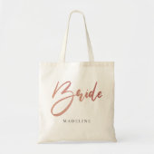 Bride Roze Faux Glitter Personalized Canvas Tote Bag (Voorkant)