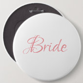 Bride roze handschrift bruiloft legant eenvoudige  ronde button 6,0 cm (Voorkant /achterkant)