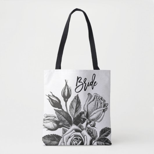 Bride | Rozen in zwart en wit Tote Bag (Voorkant)