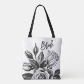 Bride | Rozen in zwart en wit Tote Bag (Achterkant)