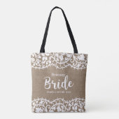 Bride Rustic Lace Burlap Wedding Persoonlijk Tote Bag (Achterkant)