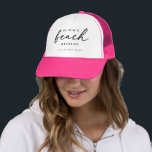 Bride’s Beach Weekend | Destination Bachelorette Trucker Pet<br><div class="desc">Celebrate sun, sand, and sisterhood with this custom “Beach Weekend” hat, featuring elegant black lettering on a clean white front and bright pink brim. Perfect for a coastal getaway, this personalized hat adds a chic summery touch to every outfit - whether lounging poolside, exploring the shore, or snapping those group...</div>