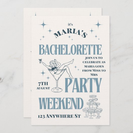 Bride’s Last Adventure – Bachelorette Weekend Fun Kaart (Voorkant / Achterkant)