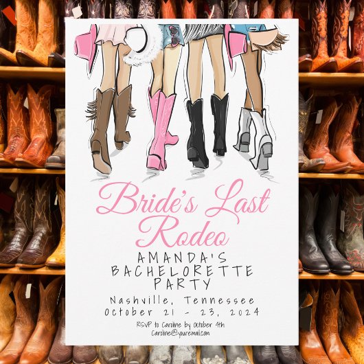 Bride’s Last Rodeo Bachelorette Party Cowboy Boots Kaart