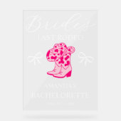 Bride’s Last Rodeo Personalized Bachelorette Party Acryl Bord (Voorkant)