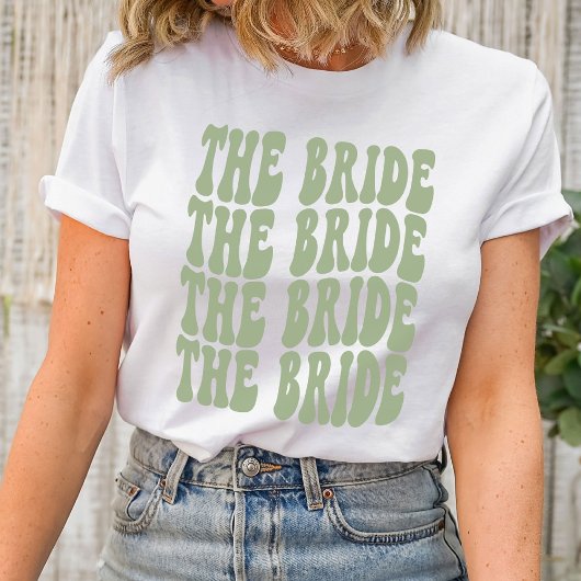 Bride Sage Green Gepersonaliseerd Matching Bridal  T-shirt