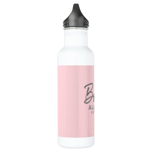 Bride Script Blush roze Vastgesteld Gepersonalisee Waterfles (Links)