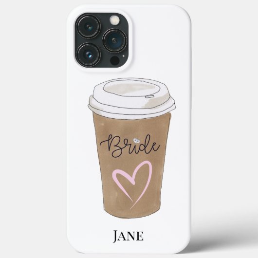 Bride Script Coffee Heart Modern Case-Mate iPhone Case (Achterkant)