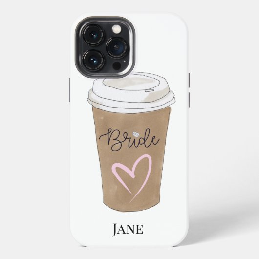 Bride Script Coffee Heart Modern iPhone Hoesje (Achterkant)