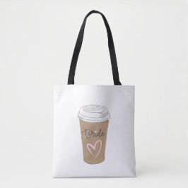 Bride Script Coffee Modern Heart Tote Bag