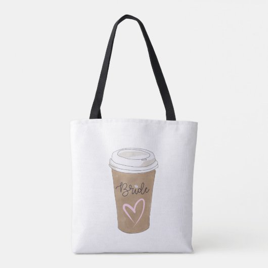 Bride Script Coffee Modern Heart Tote Bag (Achterkant)