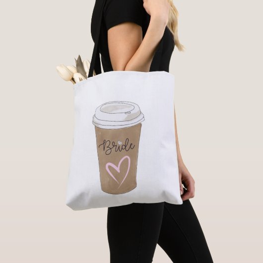 Bride Script Coffee Modern Heart Tote Bag (Dichtbij)
