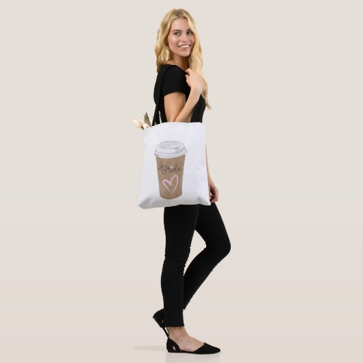 Bride Script Coffee Modern Heart Tote Bag (Op model)