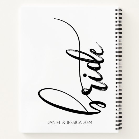 Bride Script Elegant minimalistisch bruiloft Notit Notitieboek (Achterkant)