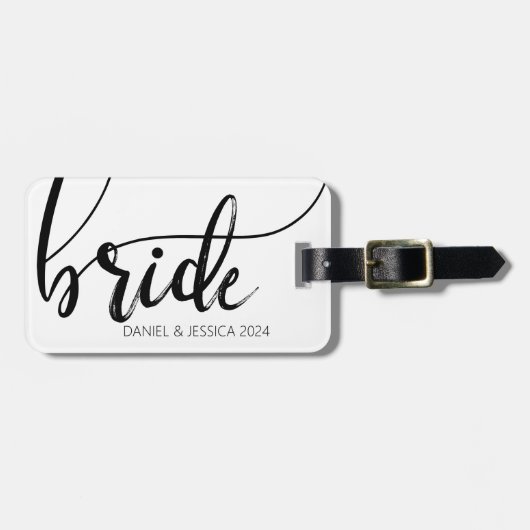 Bride Script Elegant minimalistische namen Bagagel Bagagelabel (Voorkant horizontaal)