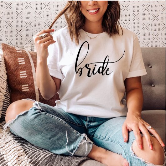 Bride Script Elegant Minimalistische Namen T-shirt
