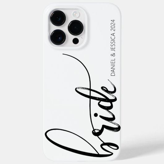 Bride Script Minimalist Zwart Wit iPhone Case (Achterkant)