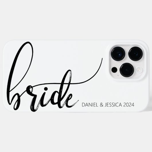 Bride Script Minimalist Zwart Wit iPhone Case (Achterkant (horizontaal))