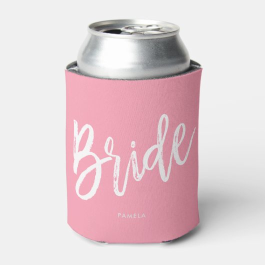 Bride | Script Style Custom Wedding Pink Blikjeskoeler (Blikje Voorkant)