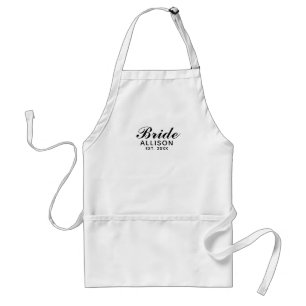 Bride Script White Black Vestigde Naam Datum Standaard Schort