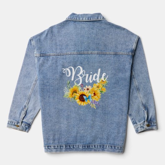 Bride script zonnebloemen bruids denim jacket (Achterkant)