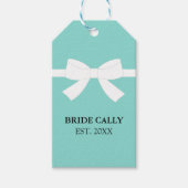 BRIDE Shower Blauwgroen Blue Tiara Party Gift Labe Cadeaulabel (Voorkant)