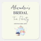 Bride Shower Thee Feestje Personaliseren Vierkante Sticker (Voorkant)