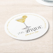 Bride Signature Cocktail Waterverf Wedding Drink Ronde Kartonnen Onderzetter (Gebogen)
