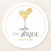 Bride Signature Cocktail Waterverf Wedding Drink Ronde Kartonnen Onderzetter (Voorkant)
