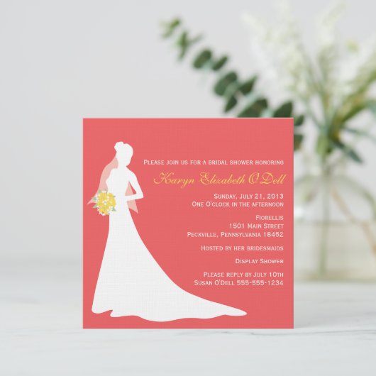 Bride Silhouette Bruids Douche Uitnodigingen (Staand voorkant)