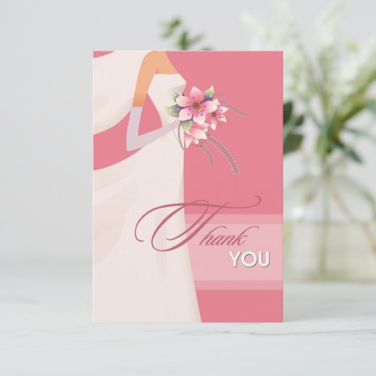 Bride Silhouette Dank u Vrijgezellenfeest Kaart (Staand voorkant)