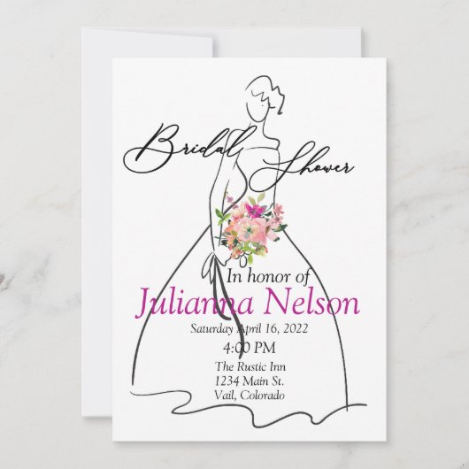 Bride silhouette en roze vrijgezellenfeest kaart (Voorkant)