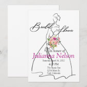 Bride silhouette en roze vrijgezellenfeest kaart (Voorkant / Achterkant)