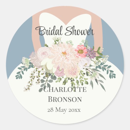 Bride Silhouette Floral Vrijgezellenfeest Ronde Sticker (Voorkant)