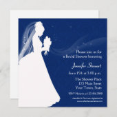 Bride Silhouette, Navy Blue, Shower Invitation Kaart (Voorkant / Achterkant)