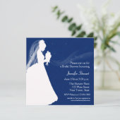 Bride Silhouette, Navy Blue, Shower Invitation Kaart (Staand voorkant)