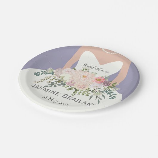 Bride silhouette vrijgezellenfeest gepersonaliseer papieren bordje (Gekanteld)